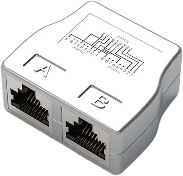 Alt view image 5 of 5 - 1 PCS RJ45 Coupler to 2 Way Splitter Connector Adapter Ethernet Modular(Silver 1 Pair)