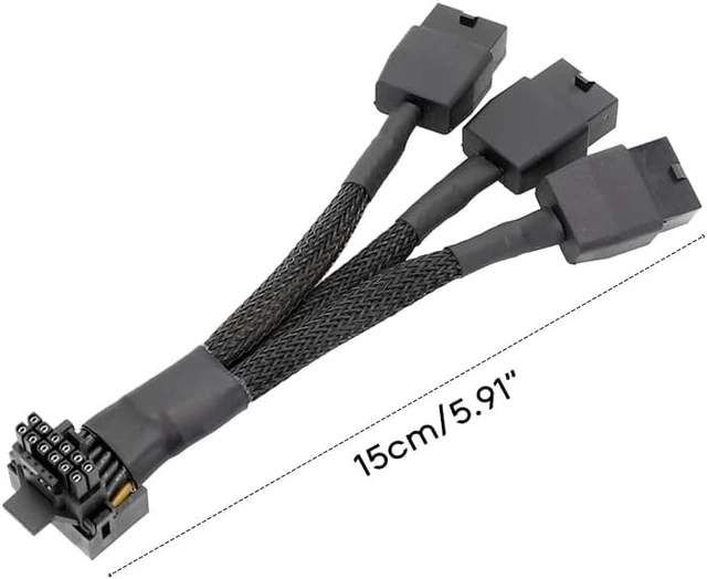 Alt view image 7 of 7 - 3x8Pin to 16Pin PCIE 5.0 Adapter Line for CPU RTX4090 RTX4080 12VHPWR 90 Degree Angle to 3x8pin 4x8Pin Converter 15CM(Elbow 12 4 Turn 3 8)