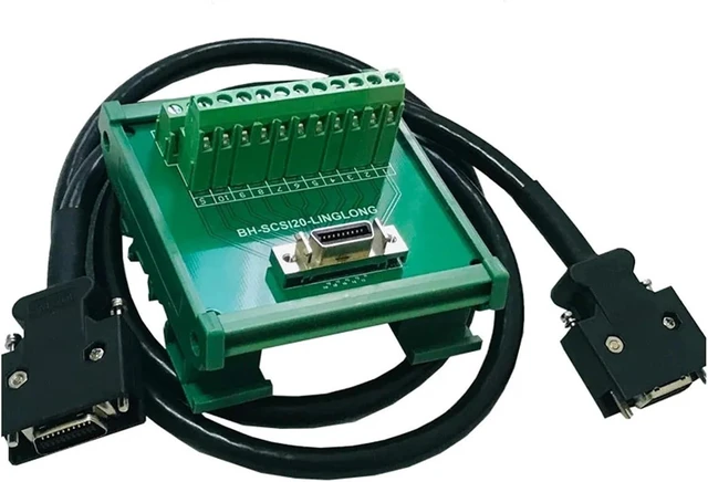 Main image of SCSI-20P SCSI CN20 MDR Female Breakout Board 20 Pin Terminal Module Adapter DIN Rail Mounting HPCN20P(20PTB and 0.5m Cable)
