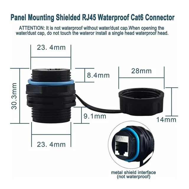 Alt view image 4 of 4 - 5X CAT6 Shielded RJ45 Panel Mount Coupler Bulkhead Ethernet Connector