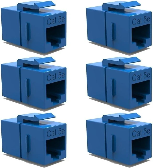 Main image of Cat5E RJ45 Ethernet Network Coupler 6-Pack Snap-in Keystone Blue