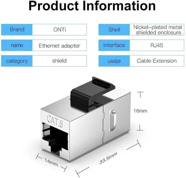 Alt view image 6 of 7 - CAT6 Keystone Jack Coupler Shielded RJ45 Adapter Couplers(5pcs)