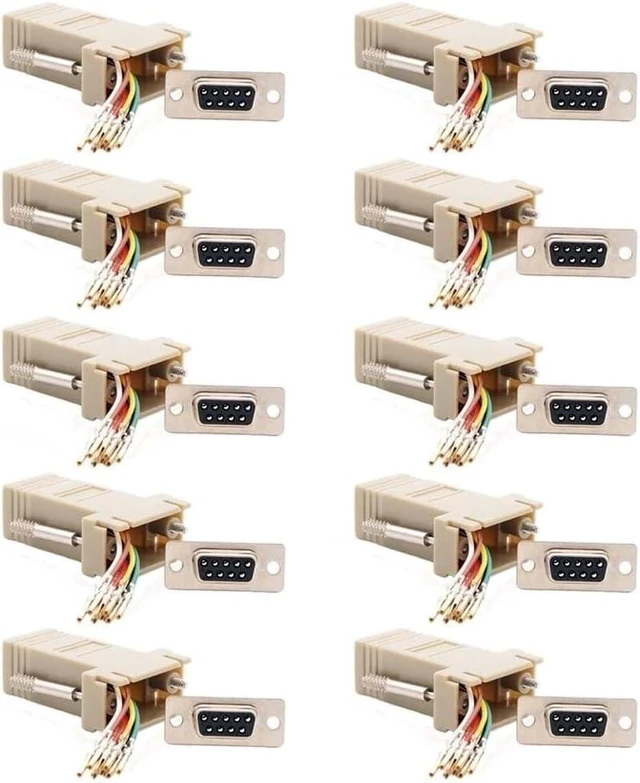 Main image of DB9 Female to RJ45 Female Serial Adapter, 10-Pack, Ivory