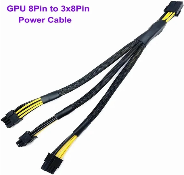 Alt view image 2 of 7 - 16AWG GPU PCIe 8Pin Female to Dual 3X 8-Pin 6+2Pin