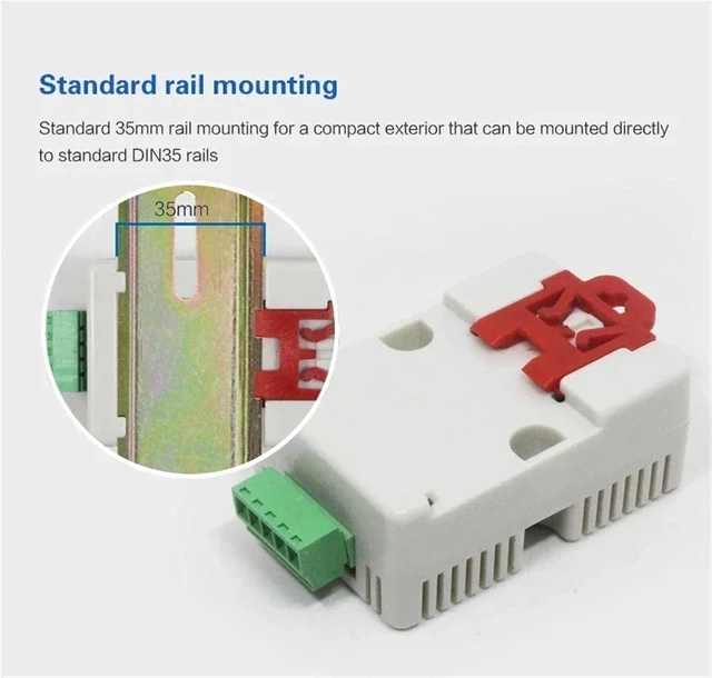 Alt view image 4 of 6 - DIN35 Rail Modbus Rtu RS485 Temperature Humidity Transmitter