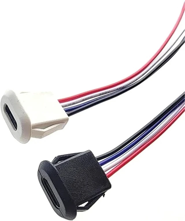 Alt view image 3 of 3 - 2Pin 4Pin USB Type C Connector Jack Female with Card Buckle 3A High Current Charging Jack Port USB-C Charger Plug Socket 2P 4P(2P-White-A,1pcs)