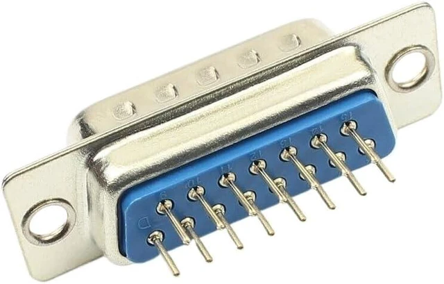 Alt view image 2 of 4 - 10pcs D-SUB 15 Round Pin 15P Male Straight Through ho/*le PCB Connector 2 Row DB15M Connector