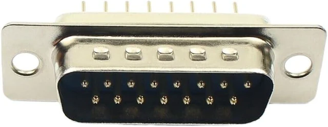 Alt view image 3 of 4 - 10pcs D-SUB 15 Round Pin 15P Male Straight Through ho/*le PCB Connector 2 Row DB15M Connector