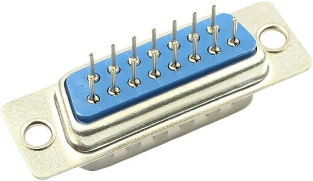 Alt view image 4 of 4 - 10pcs D-SUB 15 Round Pin 15P Male Straight Through ho/*le PCB Connector 2 Row DB15M Connector