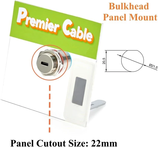 Alt view image 2 of 7 - IP67 Waterproof USB 3.1 C Female to Female Bulkhead Panel Mount Coupler