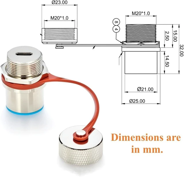 Alt view image 3 of 7 - IP67 Waterproof USB 3.1 C Female to Female Bulkhead Panel Mount Coupler