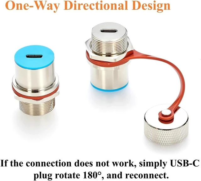 Alt view image 5 of 7 - IP67 Waterproof USB 3.1 C Female to Female Bulkhead Panel Mount Coupler
