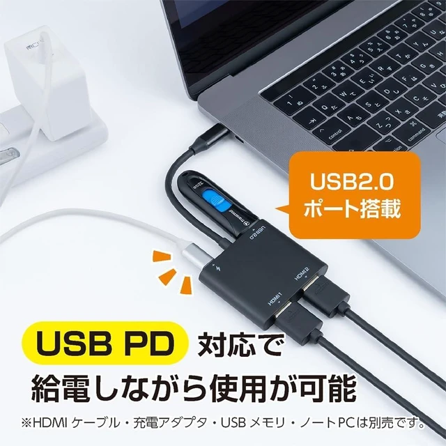 Alt view image 3 of 7 - MCO Z1114 Dual USB Type C to HDMI Adapter (Supports 4K/60Hz/PD)
