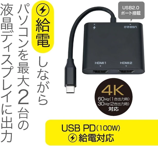 Alt view image 2 of 7 - MCO Z1114 Dual USB Type C to HDMI Adapter (Supports 4K/60Hz/PD)