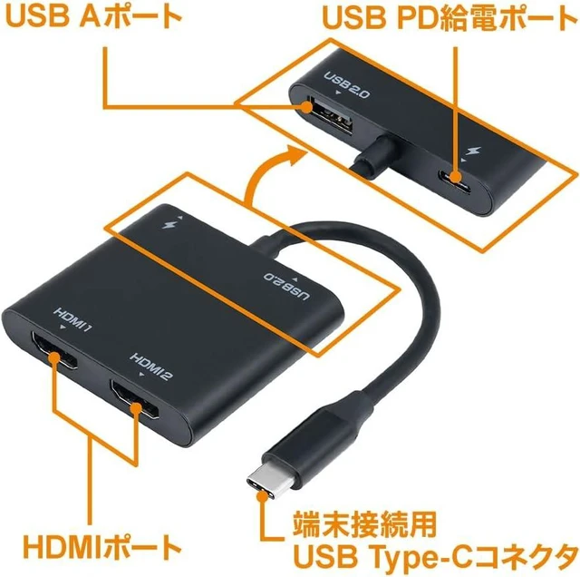Alt view image 4 of 7 - MCO Z1114 Dual USB Type C to HDMI Adapter (Supports 4K/60Hz/PD)