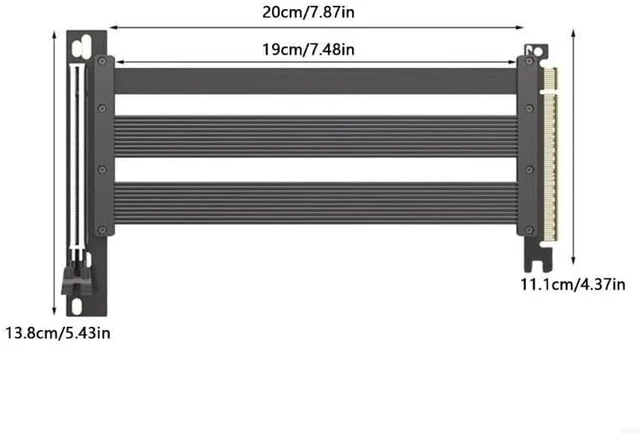 Alt view image 7 of 7 - Durability PCIE5.0 X16 Risers Cable GPU Extension Cable for Graphics, 20cm Long with Plugs and Play(Black)