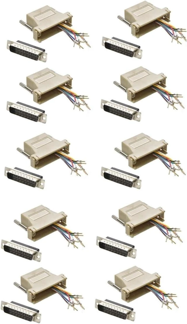 Main image of 10 Pack DB25 Male to RJ45 Female Serial Network Adapter Connector