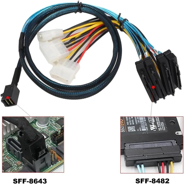 Alt view image 4 of 6 - Internal HD SFF-8643 to (4) 29pin SFF-8482 Connectors