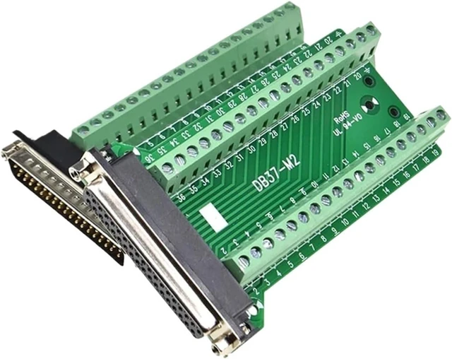 Main image of 2Pcs DB37 Male Female Breakout Board Connector, RS232 D-SUB Serial 37 Pin Port Terminal Solderfree Adapter