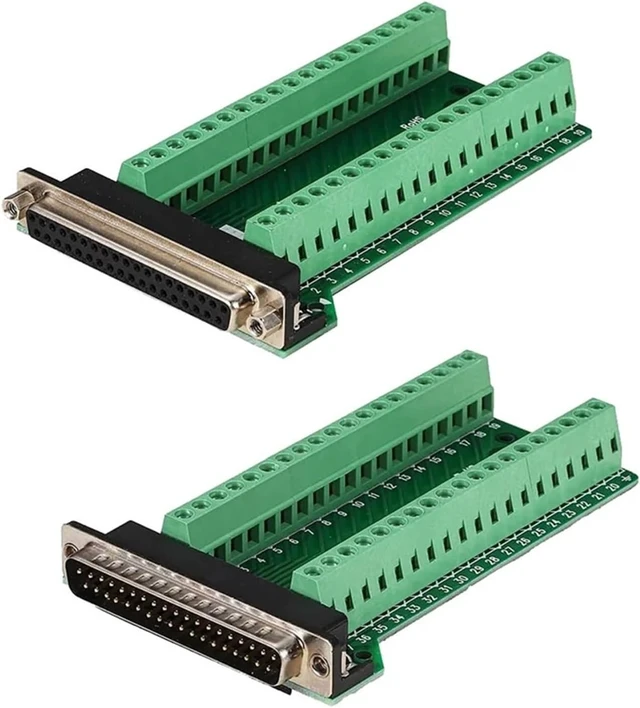 Alt view image 2 of 5 - 2Pcs DB37 Male Female Breakout Board Connector, RS232 D-SUB Serial 37 Pin Port Terminal Solderfree Adapter