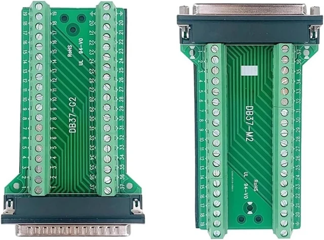 Alt view image 3 of 5 - 2Pcs DB37 Male Female Breakout Board Connector, RS232 D-SUB Serial 37 Pin Port Terminal Solderfree Adapter