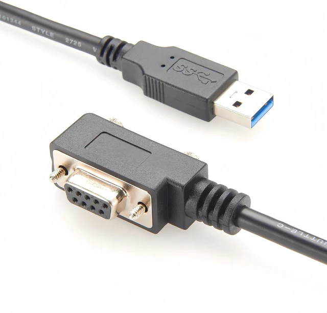 Alt view image 3 of 3 - Right Angle Low Profile DB9 Female to USB 2.0 Serial Adapter Cable with FT232RNL Chip Ultra Thin USB to RS232