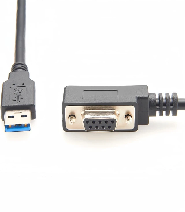 Alt view image 2 of 3 - Right Angle Low Profile DB9 Female to USB 2.0 Serial Adapter Cable with FT232RNL Chip Ultra Thin USB to RS232