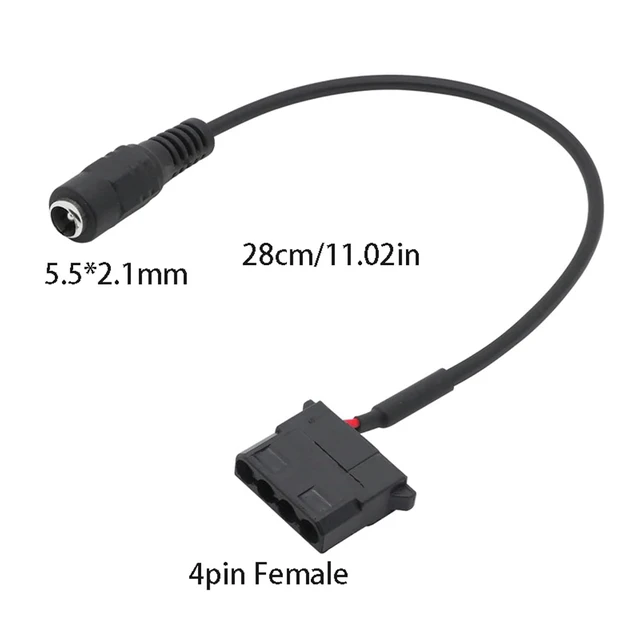 Alt view image 6 of 6 - DC5521 to IDE Cable Big 4 Pin Female to 5.5mm x 2.1mm Convert Cord 12V