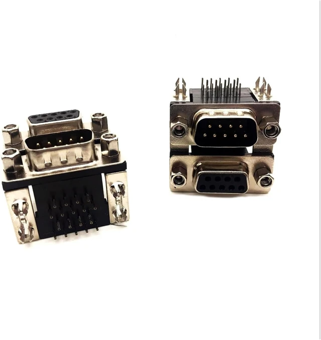 Alt view image 3 of 4 - 10PC/Lot Double DR9 DB9 9Pin Mixed D-Sub Female Connector 90 Degree Right Angle Serial Port Adapter(15.88mm,DB9 1Female 1male)