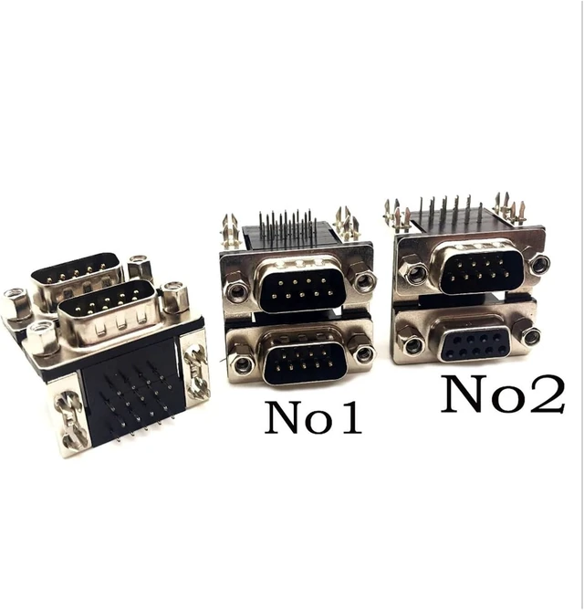 Alt view image 2 of 4 - 10PC/Lot Double DR9 DB9 9Pin Mixed D-Sub Female Connector 90 Degree Right Angle Serial Port Adapter(15.88mm,DB9 1Female 1male)