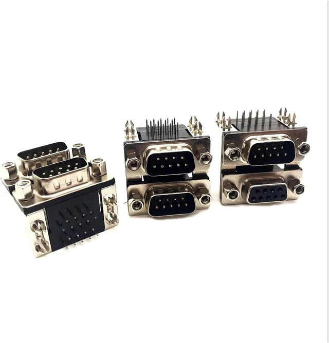 Alt view image 4 of 4 - 10PC/Lot Double DR9 DB9 9Pin Mixed D-Sub Female Connector 90 Degree Right Angle Serial Port Adapter(15.88mm,DB9 1Female 1male)