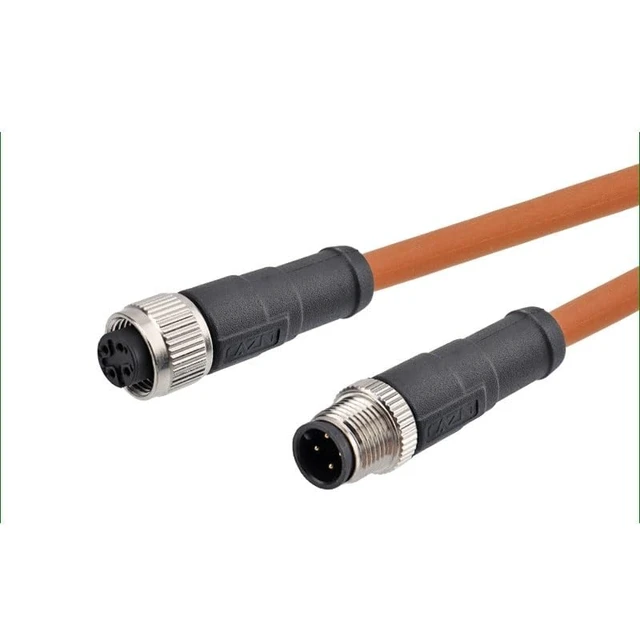 Alt view image 3 of 6 - M12 4-pin Aviation Plug 5-pin Straight Male and Female A-Type Code 20AWG Shielded Data Cable Connector Plug(4p Male to 5p Female,1M)