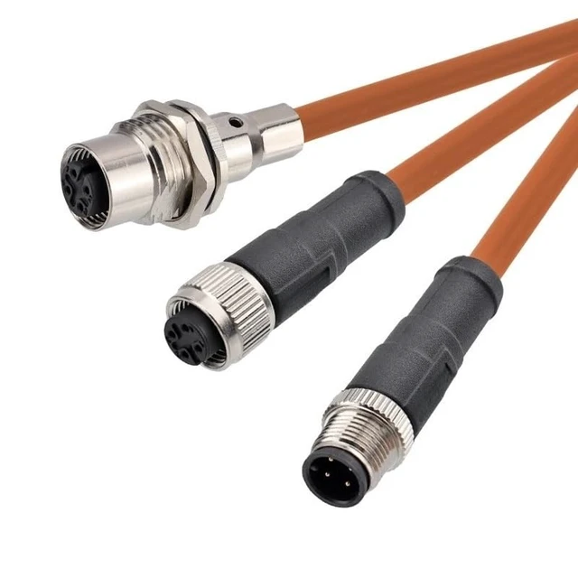 Alt view image 6 of 6 - M12 4-pin Aviation Plug 5-pin Straight Male and Female A-Type Code 20AWG Shielded Data Cable Connector Plug(4p Male to 5p Female,1M)