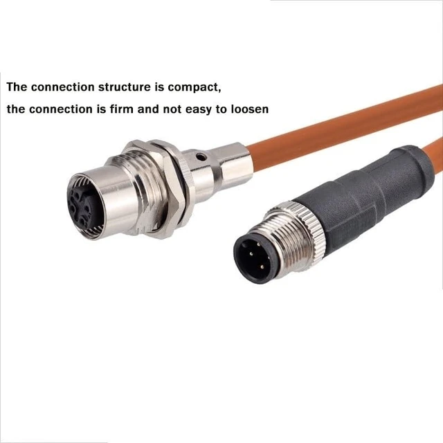 Alt view image 5 of 6 - M12 4-pin Aviation Plug 5-pin Straight Male and Female A-Type Code 20AWG Shielded Data Cable Connector Plug(4p Male to 5p Female,1M)