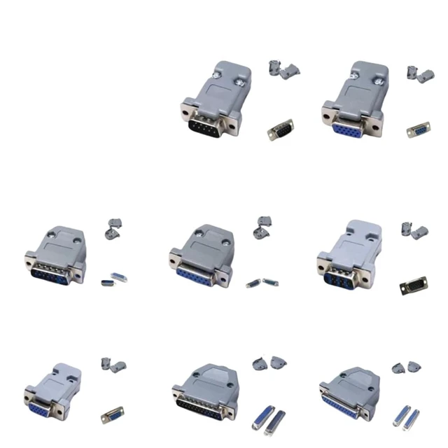 Alt view image 3 of 7 - 1/2sets DB Adapter Connector Plug D Type RS232 COM Serial 9/15/25/37 Pin Ho*/le Port Socket Female Male Screw Installation Shell(DB25 Male,2set)