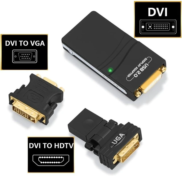 Alt view image 4 of 7 - External Graphic Video Adapter USB 2.0 to DVI/VGA/-Compatible Multiple Monitors Display Extend/Mirror for Easy Install