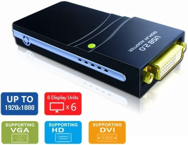 Alt view image 6 of 7 - External Graphic Video Adapter USB 2.0 to DVI/VGA/-Compatible Multiple Monitors Display Extend/Mirror for Easy Install