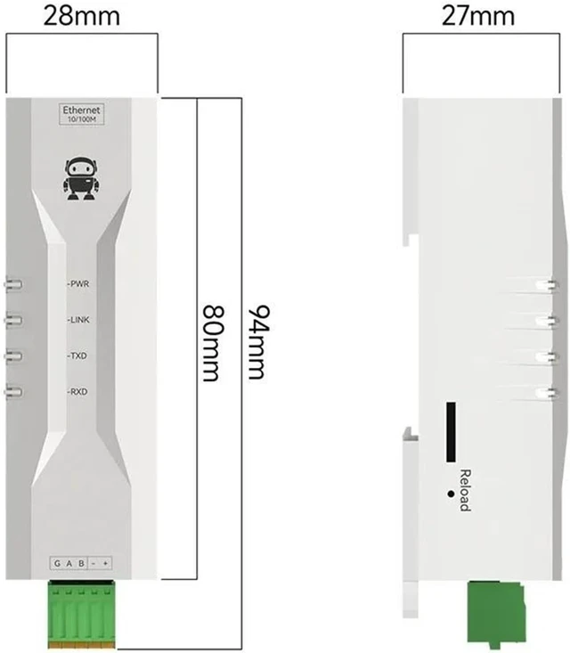 Alt view image 2 of 4 - RS485 to Ethernet Serial Port Server NE2-D11 DC 8-28V
