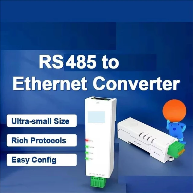 Alt view image 4 of 6 - Ultra-small 35mm DIN-Rail Mounting Hole RS485 To Ethernet Converter