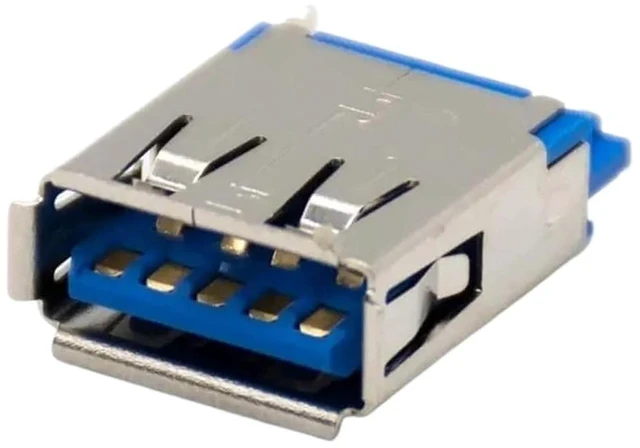 Main image of USB Type-A Female Straight 9-Pin Connector with Curled