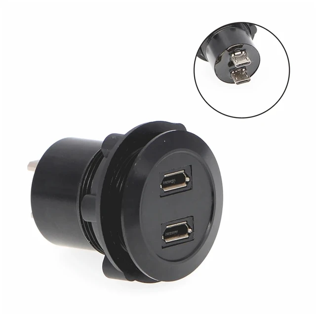 Alt view image 3 of 5 - 22mm USB Connector Socket mounting Diameter Double Micro USB Female to Male(Black Color)