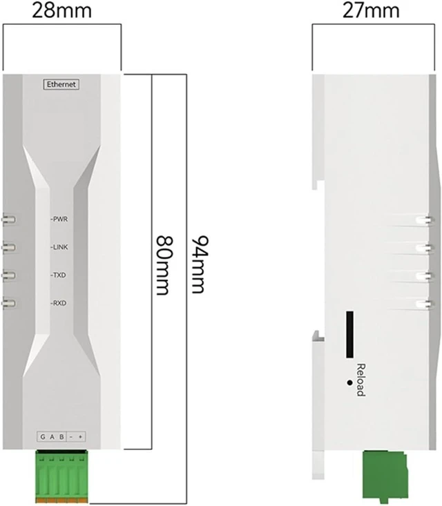 Alt view image 2 of 6 - RS485 to Ethernet Serial Server NA111-M DC 828V RS485 RJ45 TCP/UDP MQTT Small Size Modbus Industrial Grade AT Command