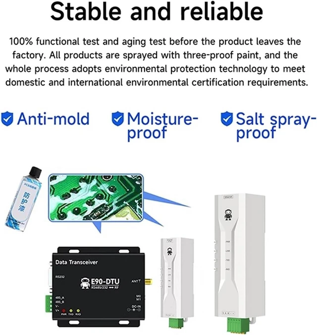 Alt view image 6 of 6 - RS485 to Ethernet Serial Server NA111-M DC 828V RS485 RJ45 TCP/UDP MQTT Small Size Modbus Industrial Grade AT Command