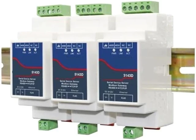 Alt view image 2 of 6 - RS485 to Ethernet Modbus Din Backside Serial Device Server