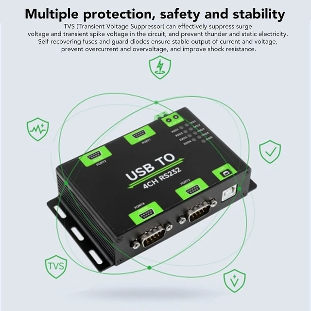 Alt view image 3 of 7 - Industrial Grade Isolated USB to RS232 Converter with High Compatibility and Stability for Telecommunications - Aluminum Alloy 1 Unit