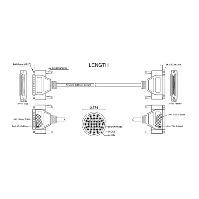 Alt view image 4 of 4 - DB62 D-SUB DR62 62Pin Extension Cable 62-pin Signal Terminal Splitter Adapter Cable 0.5m 1m 2m 5m