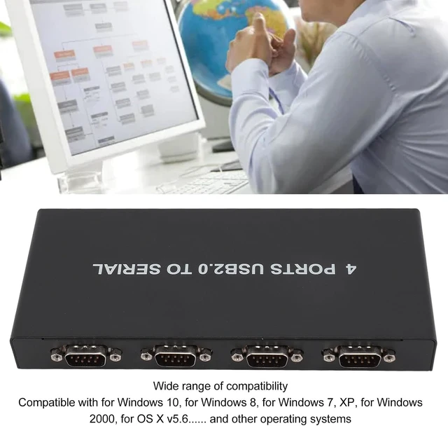 Alt view image 4 of 7 - USB to 4 Port RS232 Serial Adapter, USB 2.0 to Quad DB9 RS-232 Converter Hub with Aluminum Alloy Shell, Compatible with 10 8 7 OS X