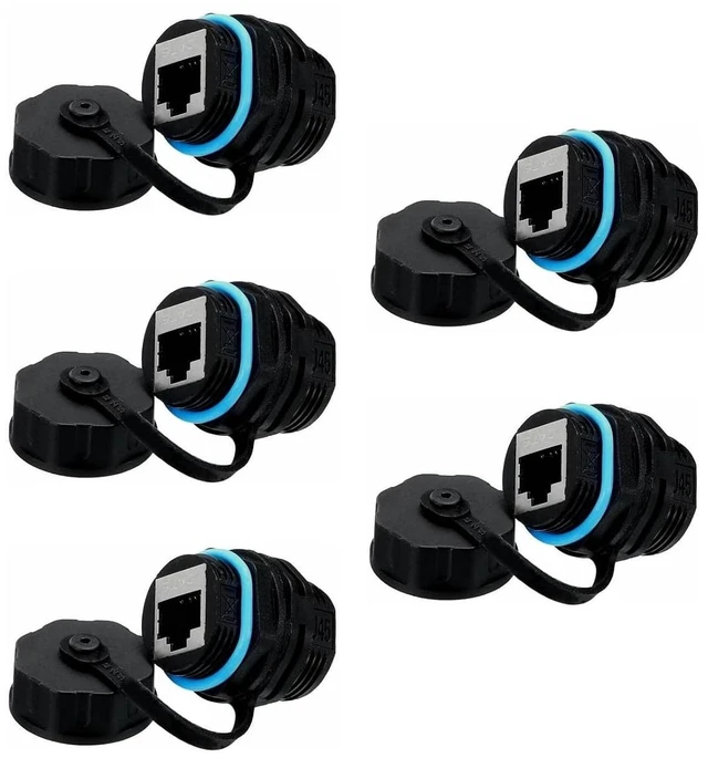 Main image of 5X CAT6 Shielded RJ45 Panel Mount Coupler Bulkhead Ethernet Connector
