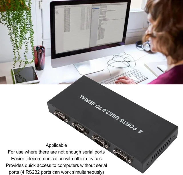 Alt view image 7 of 7 - USB to 4 Port RS232 Serial Adapter, USB 2.0 to Quad DB9 RS-232 Converter Hub with Aluminum Alloy Shell, Compatible with 10 8 7 OS X