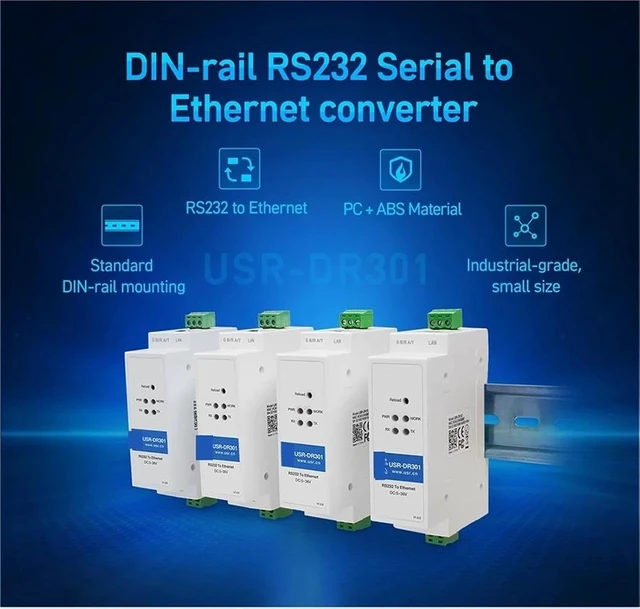 Alt view image 6 of 7 - Din Rail RS232 Serial to Ethernet Converter USR-DR301